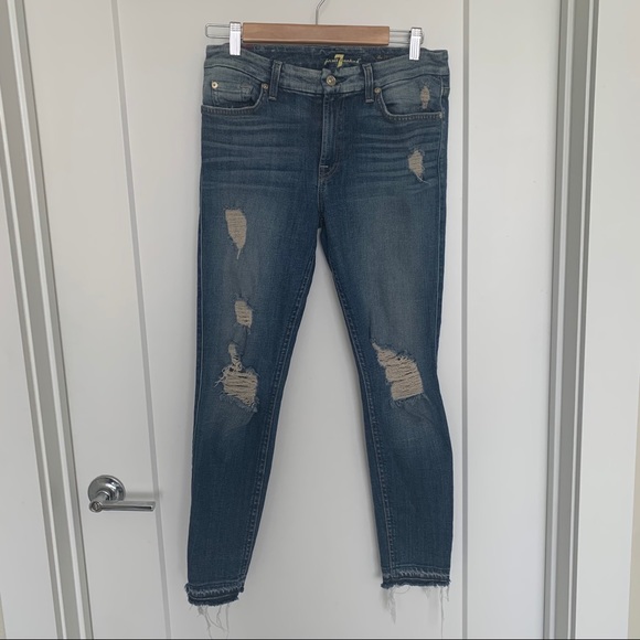 7 For All Mankind Denim - 7 For All Mankind Distressed Ankle Skinny Jeans
